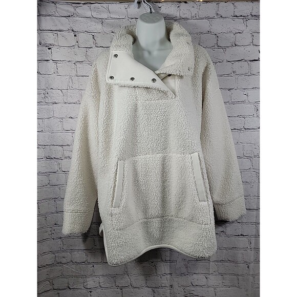 Womens Haven Well Within Sherpa Fleece White Pullover Button Mock Neck XL - Picture 1 of 8